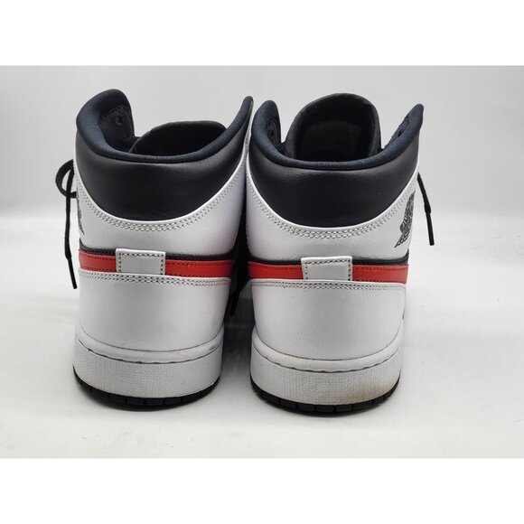 Nike Air Jordan 1 Mid Mens Size 11 Black Red White Sneakers Bred Toe‎ 554724-075